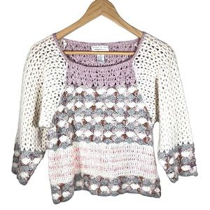 Vintage Jennifer Reed Knitted by Hand Silk Angora Chunky Open Knit Sweater